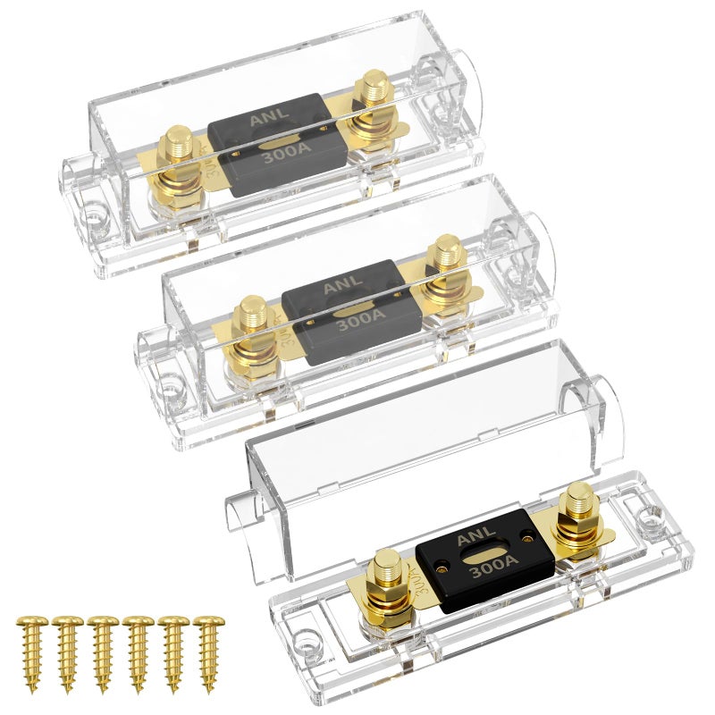 Joinfworld 300 Amp ANL Fuse Holder with 300A ANL Fuse, ANL Fuse Block 0/2/4 Gauge for Car Audio System - 3 Pack - Image 1