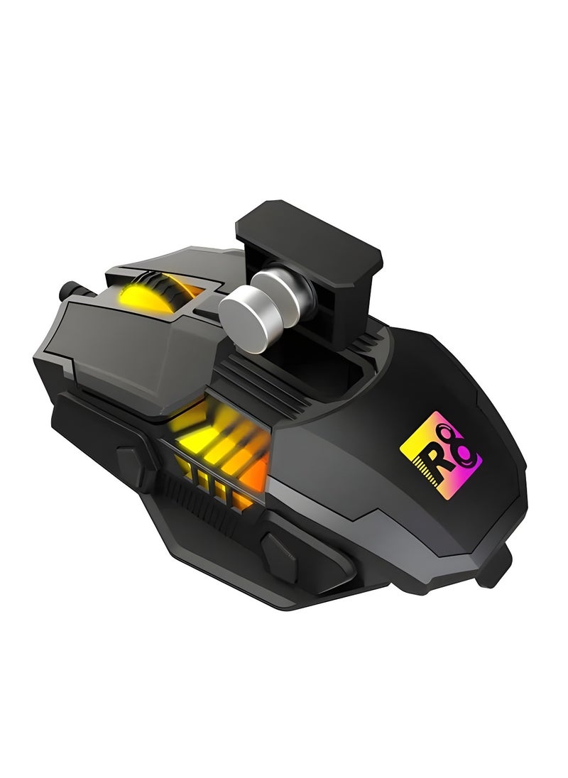 ماوس ألعاب R8 1623 – إضاءة RGB ملونة، تصميم مريح، تحكم في DPI حتى 3200، متوافقة مع Windows و Mac-كابل بطول 150سم -اسود