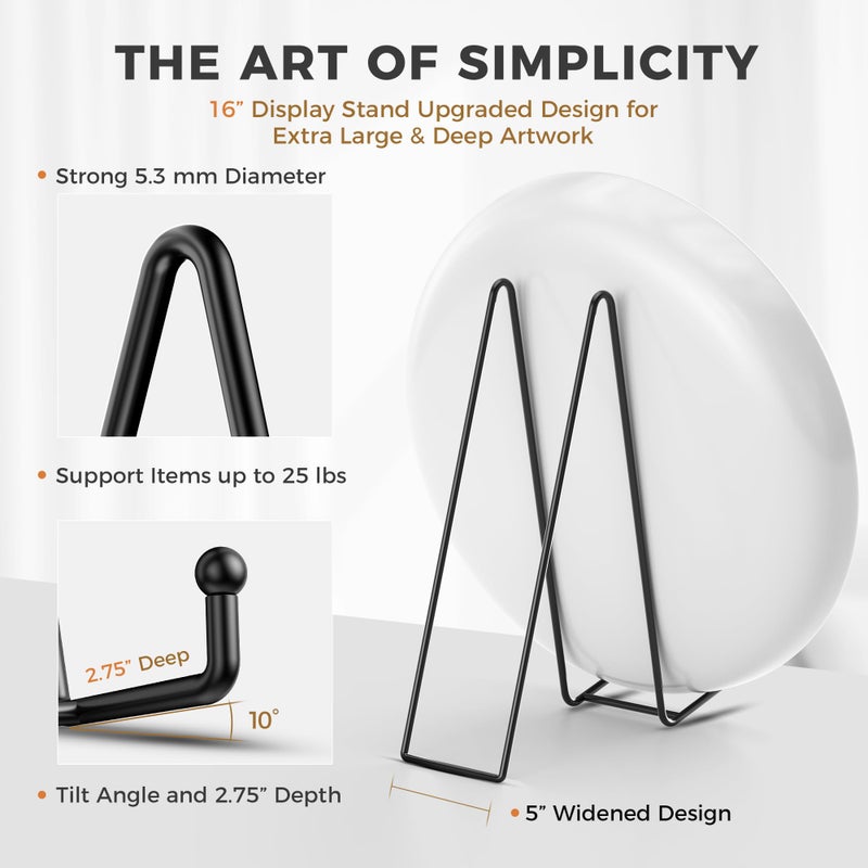 TRLife TR-LIFE 16 Inch Heavy Duty Plate Stand (4 Pack) - Metal Display Easel for Large Plates, Picture Frames, Signs, Posters, and Decorative Platters - Image 2