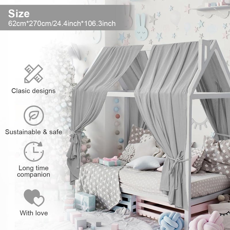 hotut HOTUT 270 x 62 cm Set of 2 Fabric Canopies for Children's Bedroom Decoration for Cot, Children's Room, Grey  - Image 2