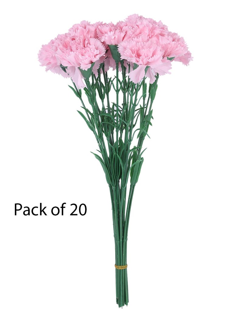 Fourwalls Artificial Synthetic Single Carnation Flower Stick 45 cm Tall Set of 20 Pink - Image 5