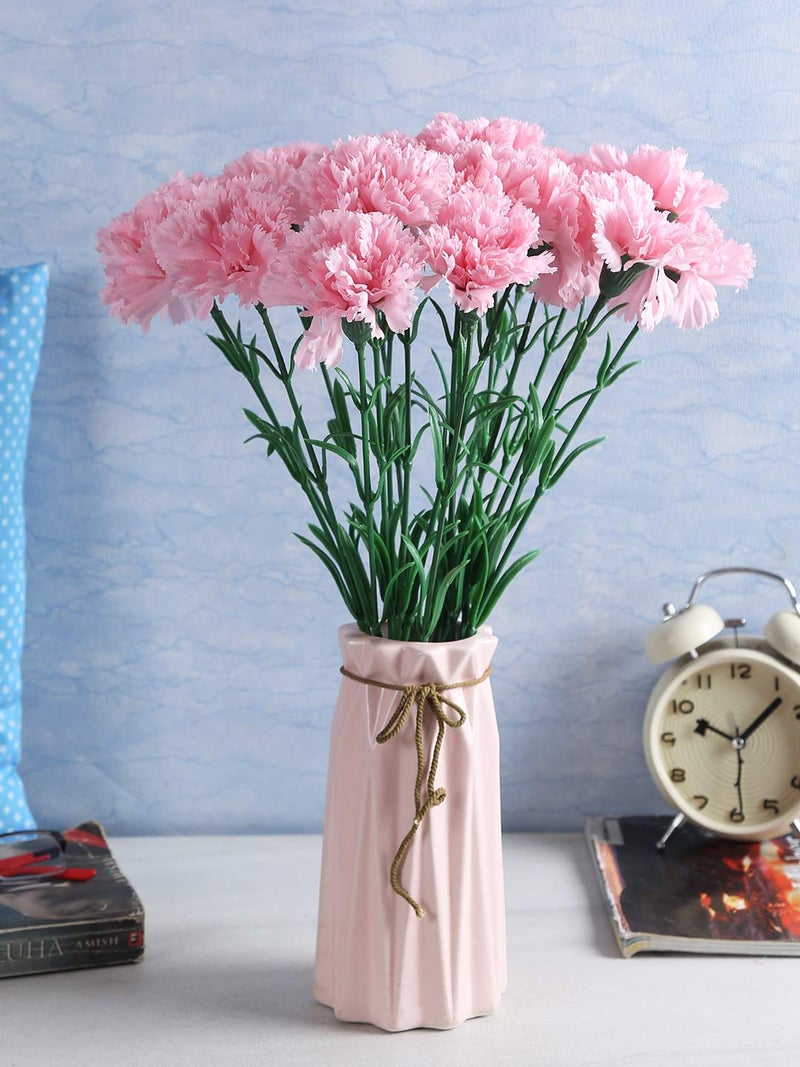 Fourwalls Artificial Synthetic Single Carnation Flower Stick 45 cm Tall Set of 20 Pink - Image 1