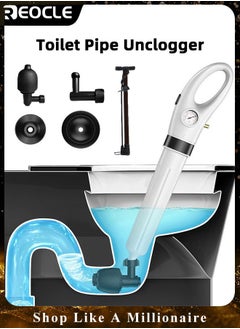 REOCLE Powerful Toilet Plunger Air Drain Blaster Sink Plunger Drain Clog Remover Tool High Pressure Drain Blaster Gun for Toilet & Bathroom & Shower & Clogged Pipes  - Image 1