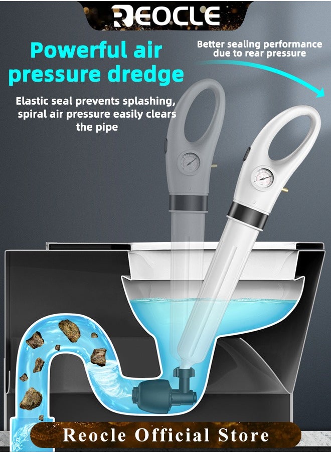 REOCLE Powerful Toilet Plunger Air Drain Blaster Sink Plunger Drain Clog Remover Tool High Pressure Drain Blaster Gun for Toilet & Bathroom & Shower & Clogged Pipes  - Image 2