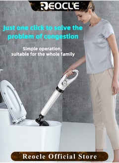 REOCLE Powerful Toilet Plunger Air Drain Blaster Sink Plunger Drain Clog Remover Tool High Pressure Drain Blaster Gun for Toilet & Bathroom & Shower & Clogged Pipes  - Image 3