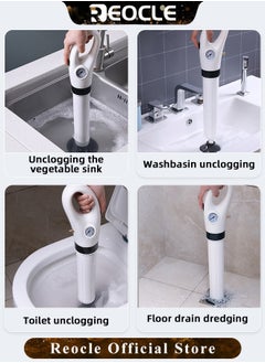 REOCLE Powerful Toilet Plunger Air Drain Blaster Sink Plunger Drain Clog Remover Tool High Pressure Drain Blaster Gun for Toilet & Bathroom & Shower & Clogged Pipes  - Image 5