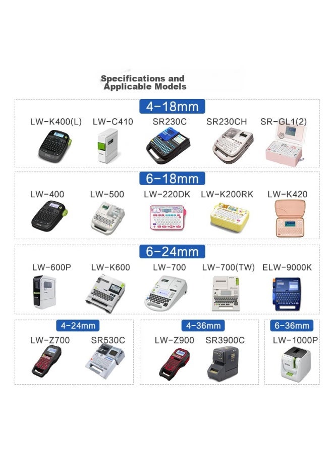 شريط ملصقات E-tag مناسب لـ Epson 9mm ورق ملصقات بخلفية صفراء ونص أسود، آلة الملصقات Lw-k400، 600p، 1000p، C410، Z700، Z900، طابعة Jinggu - Image 1
