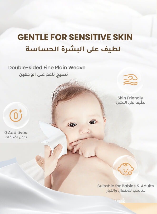 Aurlar 200 PCS (2 Packs) Disposable Cotton Tissues, 100% Cotton, Alcohol-Free, Daily Cleaning, Baby Care, Portable Wet Wipes, Suitable for Sensitive Skin, for Adults and Babies - Image 3