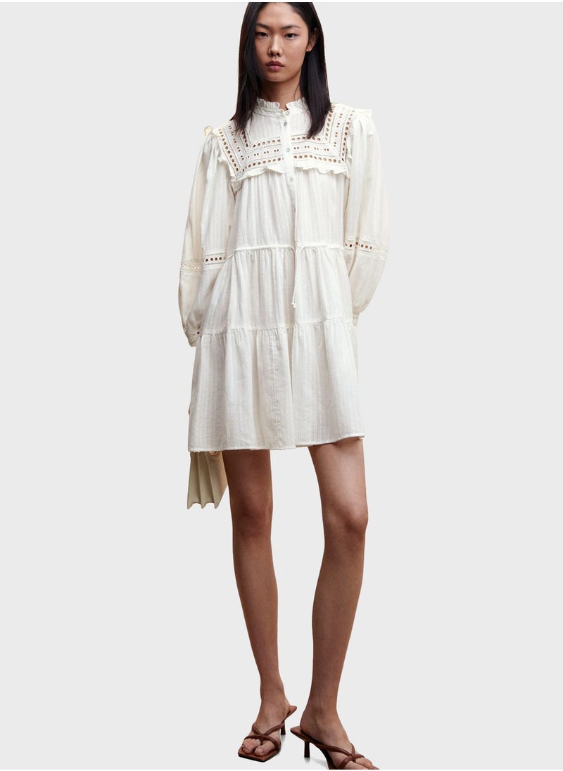 MANGO - Openwork Button Detail Dress - Image 1