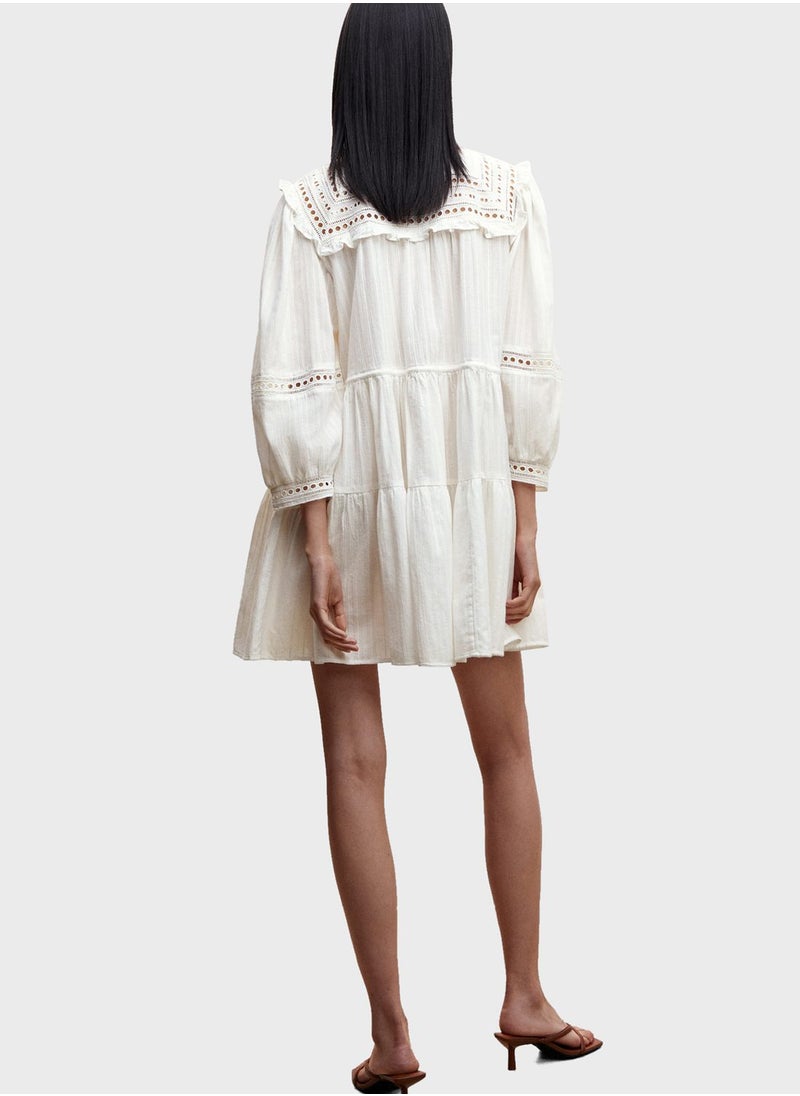 MANGO - Openwork Button Detail Dress - Image 1