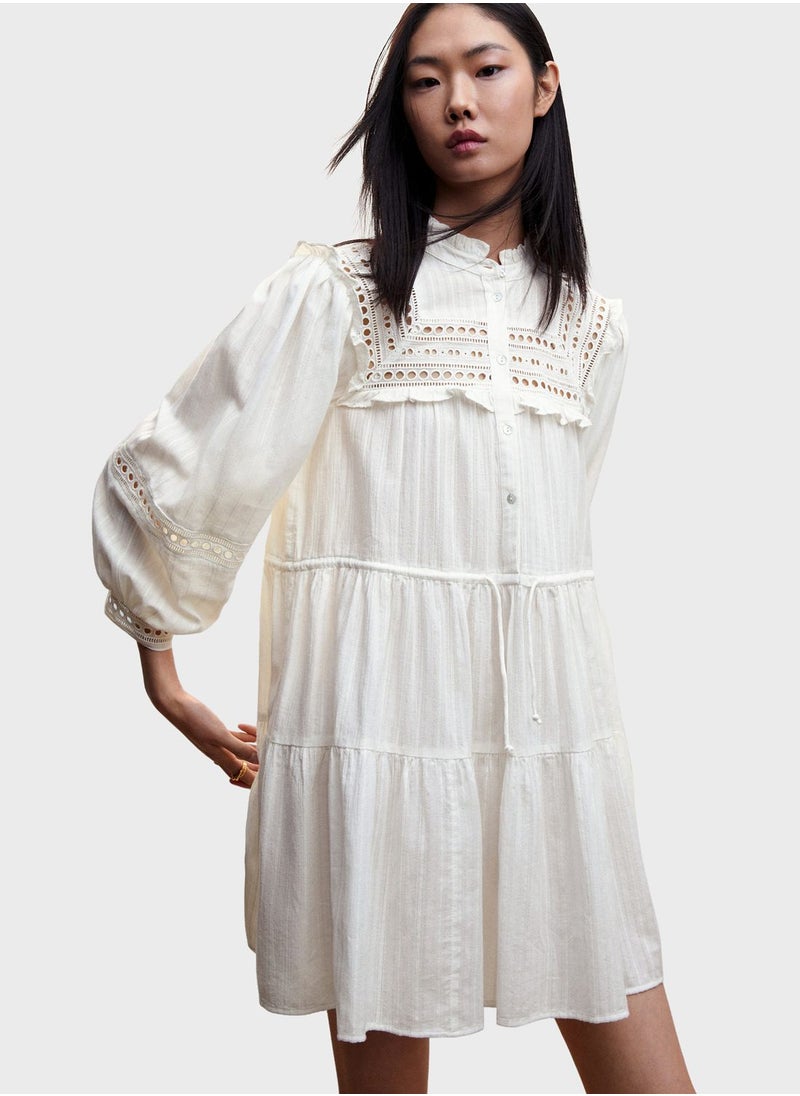 MANGO - Openwork Button Detail Dress - Image 1