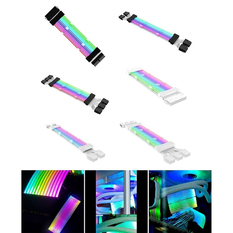 ATORSE Extension Rgb Cable Psu Extension Cable Set Pcie Cable For Computer Pc Black 24Pin|Computers/Tablets & Networking|Computer Cables & Connectors|Power Cables & Connectors - Image 4