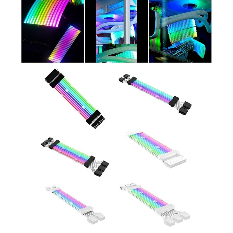ATORSE Extension Rgb Cable Psu Extension Cable Set Pcie Cable For Computer Pc Black 24Pin|Computers/Tablets & Networking|Computer Cables & Connectors|Power Cables & Connectors - Image 5