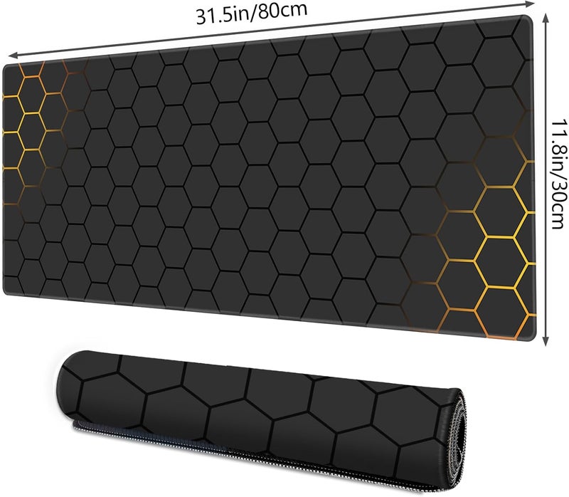 Galdas Gaming Mouse Pad XXL XL Large Long Extended Big Mousepad Non-Slip Rubber Keyboard Mouse Pad with Stitched Edges for Laptop Home Office (31.5x11.8x0.08 Inch) … (Grid) - Image 2