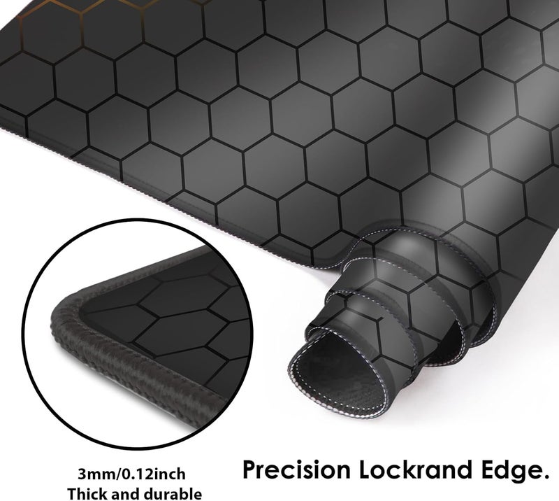 Galdas Gaming Mouse Pad XXL XL Large Long Extended Big Mousepad Non-Slip Rubber Keyboard Mouse Pad with Stitched Edges for Laptop Home Office (31.5x11.8x0.08 Inch) … (Grid) - Image 4