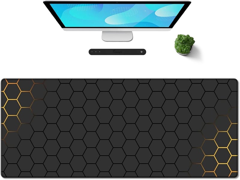 Galdas Gaming Mouse Pad XXL XL Large Long Extended Big Mousepad Non-Slip Rubber Keyboard Mouse Pad with Stitched Edges for Laptop Home Office (31.5x11.8x0.08 Inch) … (Grid) - Image 1