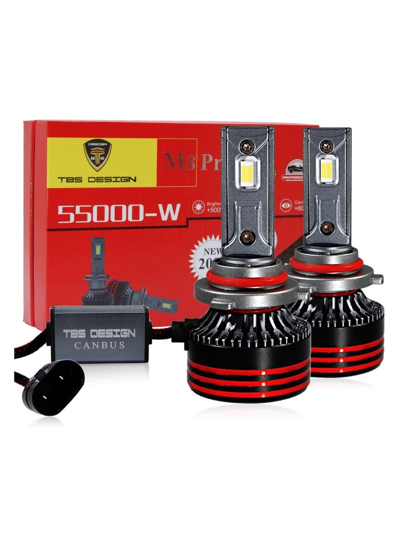 تي بي إٍس ديزاين لمبات المصابيح الأمامية LED M8 PRO 9006/HB4 من TBS DESIGN، 110 وات 11000 لومن، أكثر سطوعًا بنسبة 500%، مجموعة تحويل LED بيضاء 6000 كلفن مع تقنية تبريد VC من الجيل الثاني، جاهزة للكانبوس، بديل هالوجين، عبوة من قطعتين - Image 1