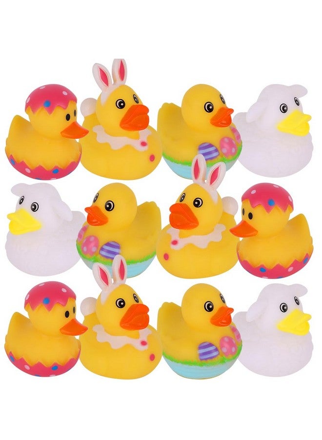 ArtCreativity 2.5 Inch Easter Rubber Ducks for Kids - Pack of 12 Assorted Styles Mini Easter Ducks, Fun Egg Hunt Surprise Toys, Easter Party Favors, Jeep Ducks, and Easter-Themed Bath Toys for Kids - Image 1