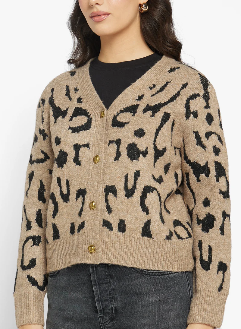 Ginger Leopard Print Button Down Cardigan