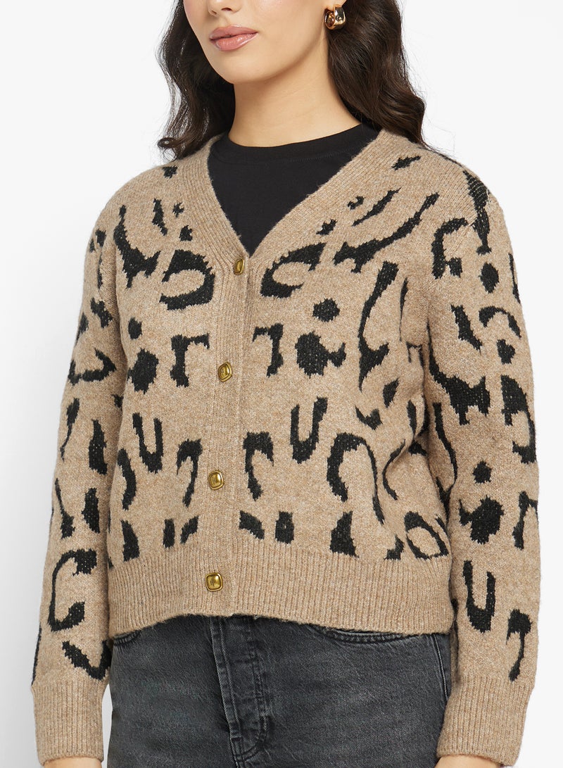 جينجر كارديجان بأزرار بطبعة جلد الفهد - Image 3