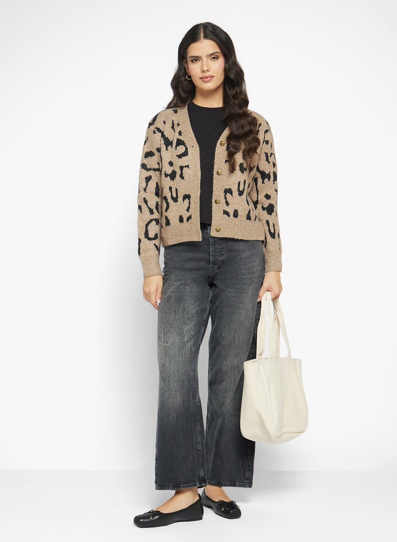 جينجر كارديجان بأزرار بطبعة جلد الفهد - Image 4
