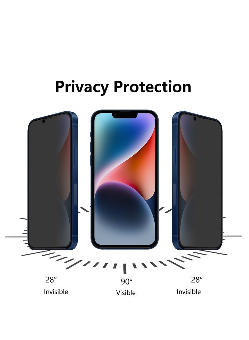 BORTONY Pack of 2 Privacy Screen Protector Compatible with iPhone 14/13/13 Pro Privacy [9H Hardness] [Anti-scratch] Anti-spy Tempered Glass Film for Apple iPhone 14/13/13 Pro 6.1 inch - Image 2