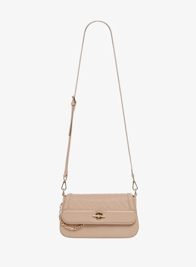 ELLE Logo Embossed Crossbody Bag with Detachable Straps