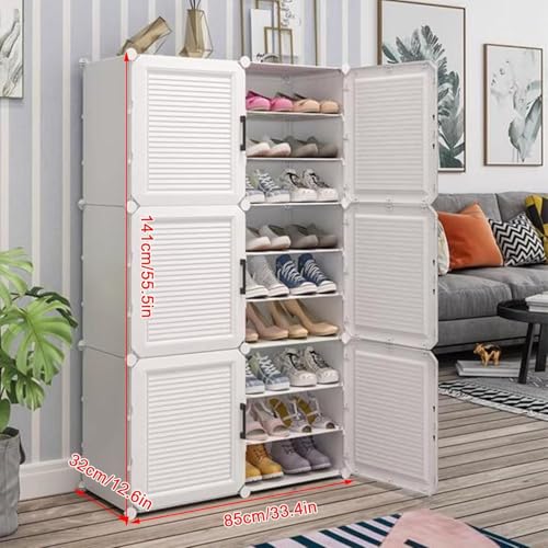EXVITO 6 Door Shoe Rack with Shelf, Folding Shoe Rack for Bedroom, Living Room,Entryway, Footwear Stand for Home, Organizer, ShoeRack Plastic | Plastic Shoes Rack for Home - White - Image 2