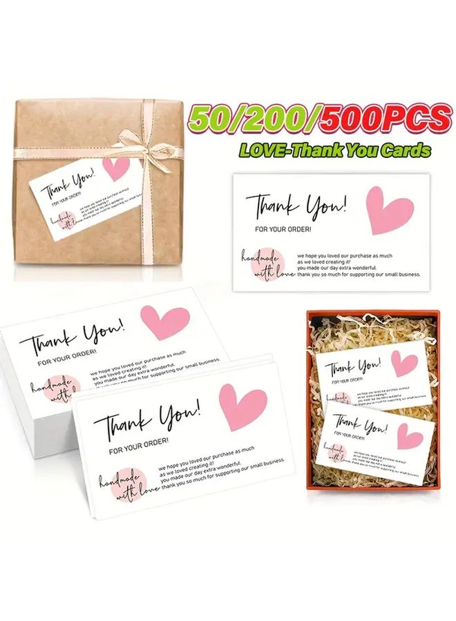 50 قطعة بطاقات شكر بيضاء 3.5x2.1 بوصة ملاحظات تقدير للعملاء هدايا عملاء - Image 2