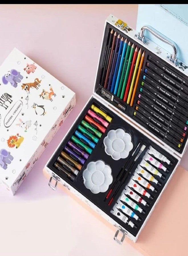 Peeplvalue 64 Pcs Kids Art Drawing Set Art and Craftmini Suitcase l Drawing and Painting Set Best for Birthday Gift for Boys Girls Children-Pack of 1 - Image 1