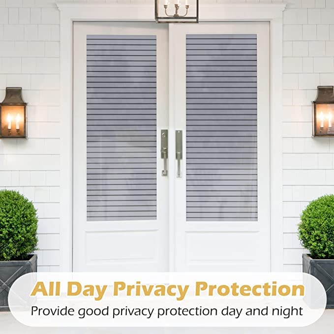 WISDOM Privacy Window Film Frosted Glass Film Glass Film No Glue Anti-UV Window Sticker Non Adhesive for Privacy Office Meeting Room Bathroom Living Room (Stripe Frosted, 24 x 96) - Image 2