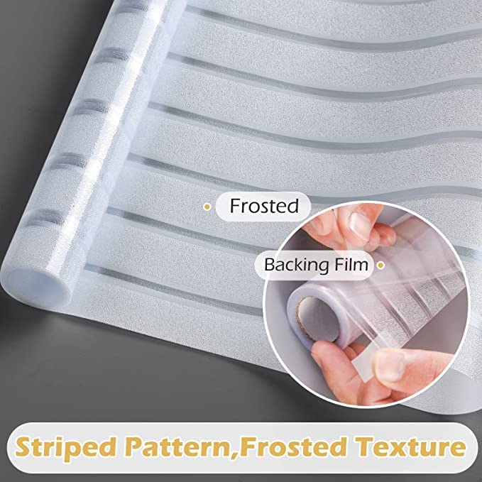 WISDOM Privacy Window Film Frosted Glass Film Glass Film No Glue Anti-UV Window Sticker Non Adhesive for Privacy Office Meeting Room Bathroom Living Room (Stripe Frosted, 24 x 96) - Image 5