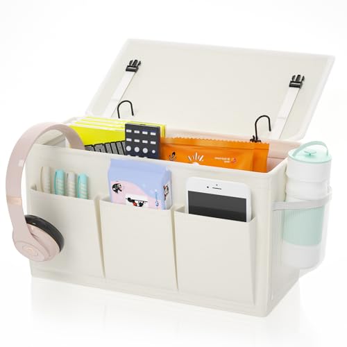 Edudif Dualpurpose Bedside Caddy Bedside Organizer Bed Caddy with 6 Pockets Versatile Bedside Storage Solution Magazine Remotes holder ideal for Home Dorm Hospital Crib Bed - Image 1