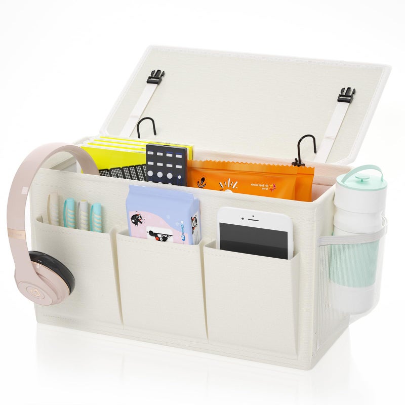 Edudif Dualpurpose Bedside Caddy Bedside Organizer Bed Caddy with 6 Pockets Versatile Bedside Storage Solution Magazine Remotes holder ideal for Home Dorm Hospital Crib Bed - Image 2