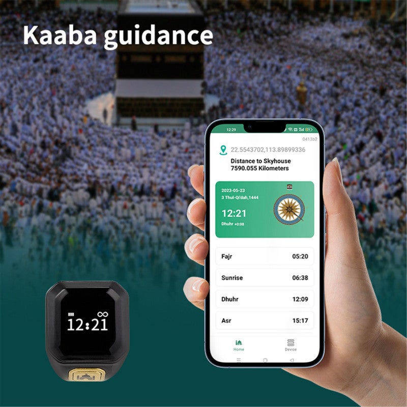 خاتم مسلم ذكي رقمي: لون وردي 20#، مزامنة تطبيق BLE5.1، شاشة OLED مقاس 0.49 بوصة، تذكير بالاهتزاز مع زر CNC - عمر بطارية طويل لحساب تلاوات الصلاة للمسلمين - Image 4