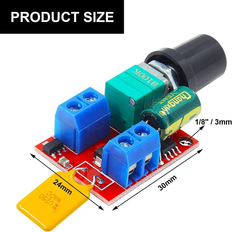 Gebildet 4 × وحدة تحكم سرعة محرك مصغرة، منظم سرعة PWM، مفتاح PWM قابل للتعديل DC 5V-35V 5A، مفتاح خافت سرعة 6V 12V 24V مع مؤشر LED - Image 3