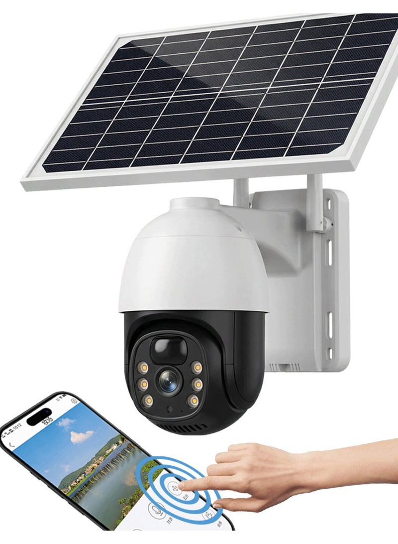 كاميرا أمنية خارجية تعمل بالطاقة الشمسية  كاميرا لاسلكية للمنزل  ألوان كاملة، رؤية ليلية، كاميرا عالية الدقة 5 ميجابكسل كاميرا CCTV مزودة بواي فاي رؤية ليلية IP66 مقاومة للغبار ومقاومة للماء دعم الاتصال الثنائي اكتشاف الأشخاص والمركبات بالذكاء الاصطناعي فتحة لبطاقة Micro SD (حتى 256 جيجابايت) - Image 1