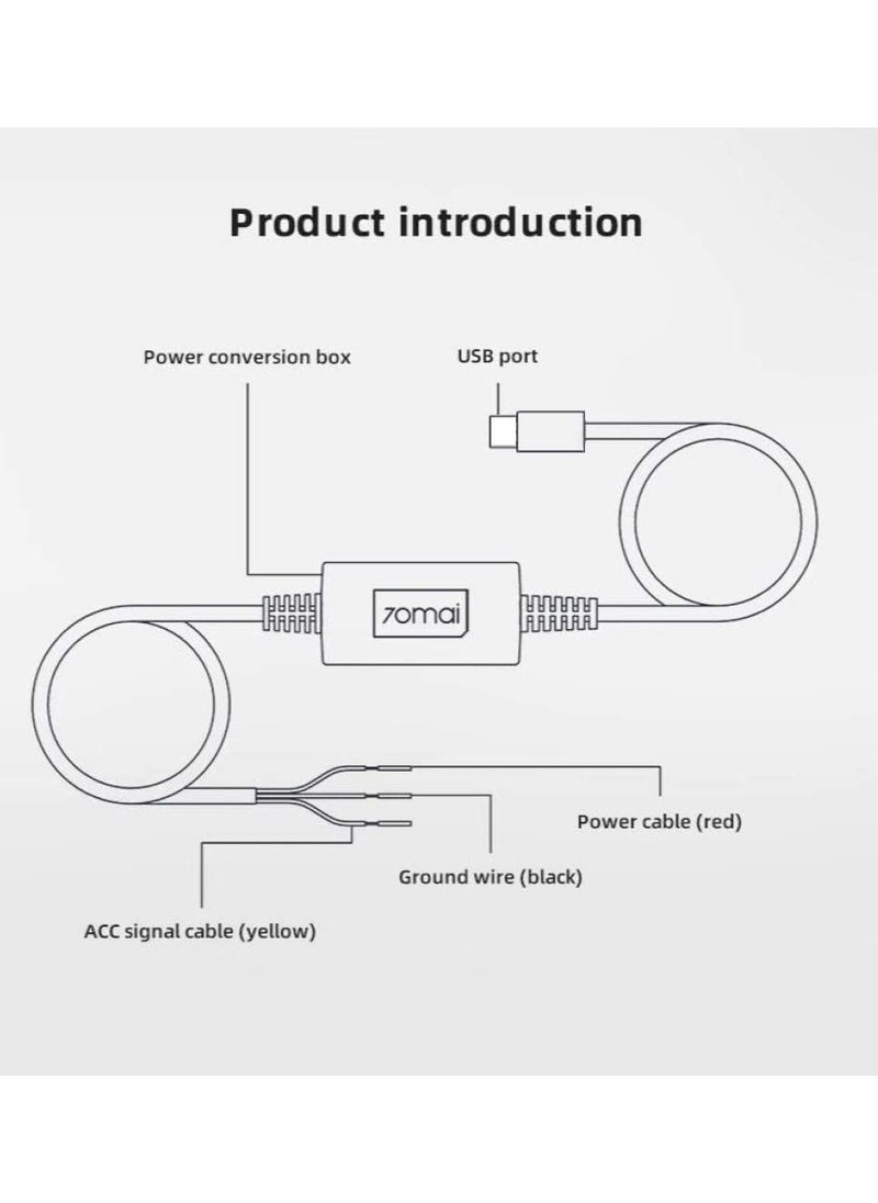 Arabest 70mai Hardwire Cable Kit (Type-C) for 24 Hour Parking Monitoring  - Image 3