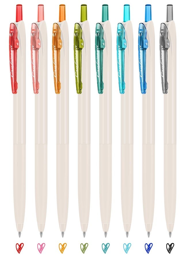 craftinova Colored Gel Ink Pens 0.5mm 8 Colors Retractable Quick Dry Colorful Ink Pen Fine Point Pens, Comfort Grip for Office School Drawing Journaling and Note Taking - Image 1