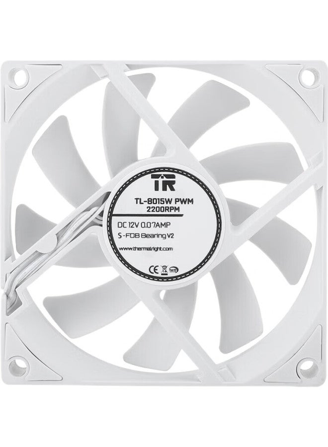 Thermalright Thermalright Tl-8015W, 8Cm Ultra-Thin Fan, White Fan, S-Fdb V2 Bearing, 8Cm Case Fan, 4-Pin Pwm, 2200 Rpm - Image 2