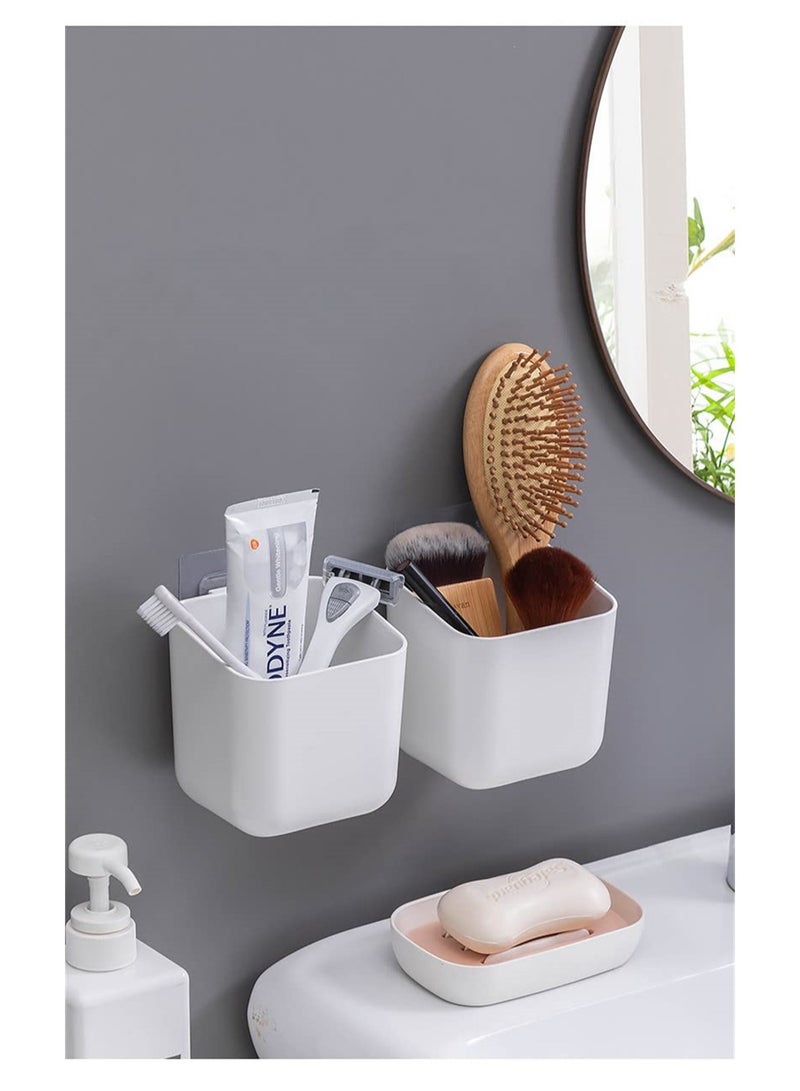 Excefore Wall Mount Toothbrush Holder, 2 Pack Self Adhesive Wall Mounted Tooth Brush Holder for Electric Toothbrush, Toothpaste, Razor (White) - Image 5