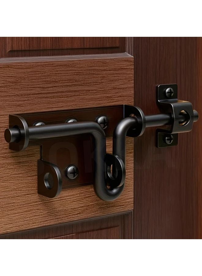 1pc Black Stainless Steel Security Door Latch With Padlock Hole Slide Bolt - Image 1