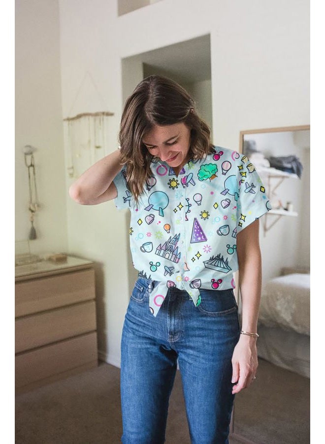 MAXIMGR You've Got A Friend in Me Shirt Women Funny Letter Print Button Down Shirts Cute Vacation Short Sleeve Graphic Tees, Blue 3, S - Image 4