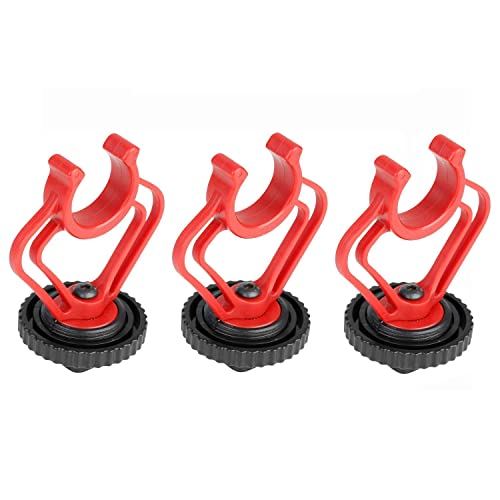 SHOPEE Triple Mount Brackets ABS Plastic with Shoe Mount Adapter in Red & Black for BY-MM1 Mini Cardioid Shotgun Microphone and other Brand Similar Shotgun Microphones (3 pack) - Image 1