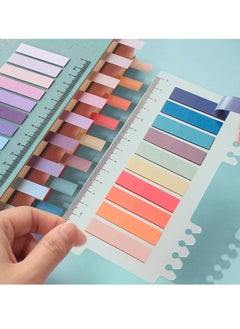 SYOSI Page Markers Sticky Index Tabs, 6 Sheets Morandi Strip, Writable Notes with Ruler for Marking Classify File, Sticks Securely, Removes Cleanly 1200 Pcs  - Image 1