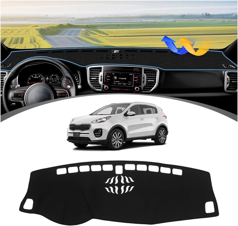 FIILINES KSA standard compatible design Dash Cover Fit for Kia Sportage 2017 2018 2019 2020 2021 2022 Dashboard Mat Cover Sunshade Nonslip Mesh Protector No Glare Sportage Accessories Dash Cover Integrated practical design - Image 1
