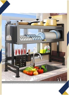 Kitchen Sink Shelf Sink Dish Drying Heavy Duty Over The Stand With Shelf 3 Tier Large Dish Rack Over The Counter Dish Drying Rack for with Door Dish Organizer with Dust-Proof Cabinet