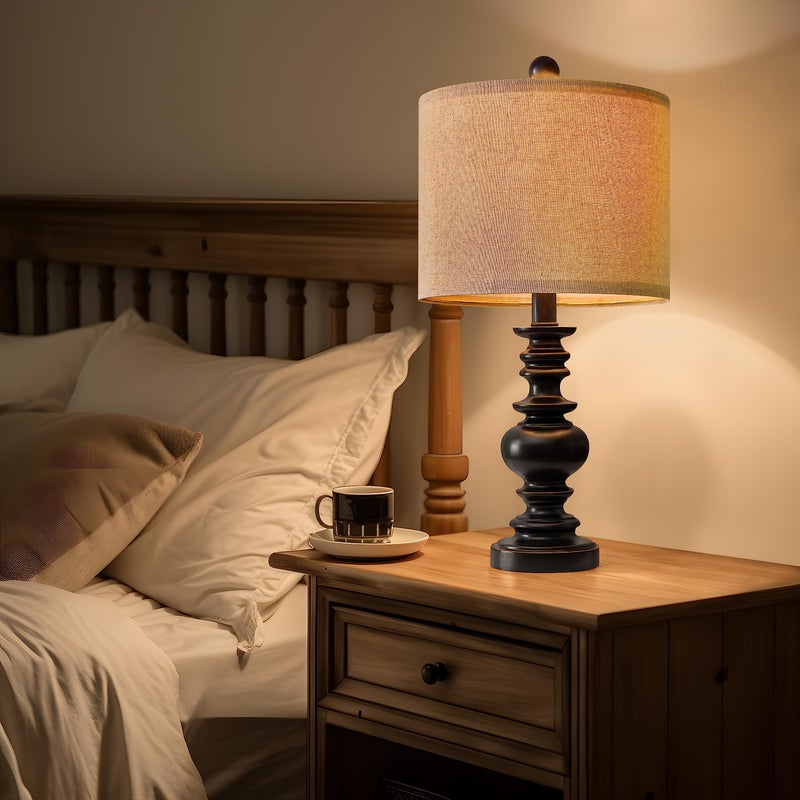 BOBOMOMO 20" Table Lamp Set of 2 for Bedroom Living Room Vintage Rustic Traditional Nightstand Bedside Lampsï¼ˆSuitable for Decorating Small Areasï¼‰ - Image 2