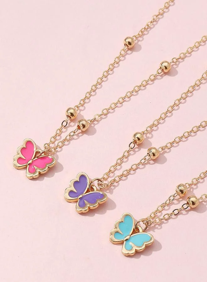 تايك تو طقم عقد بقلادة فراشة - 3 قطع