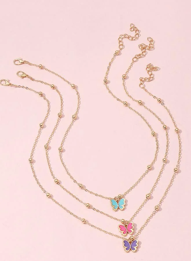 تايك تو طقم عقد بقلادة فراشة - 3 قطع